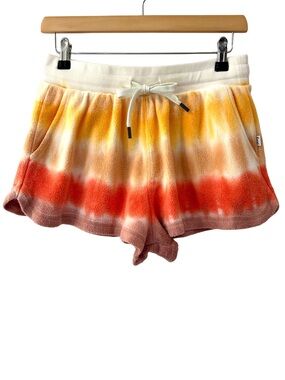 Feat women’s BlanketBlend Shorts M desert sunset tie dye cozy beachy fleece NWT
